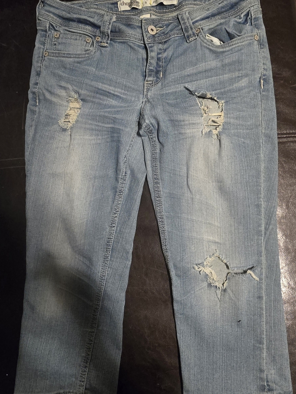 Charlotte Russe Light Blue Distressed Cropped Leg Jeans